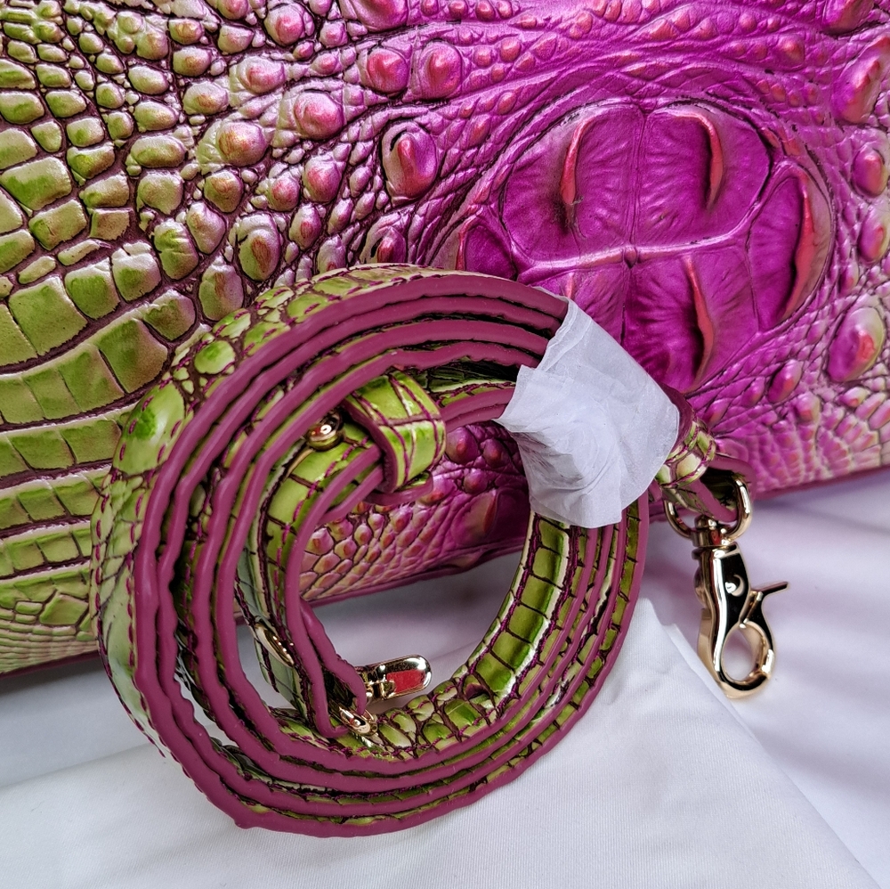 BRAHMIN 'DUXBURY' CROC-EMBOSSED LEATHER SATCHEL/CROSSBODY/TOTE BAG ELCT. OMBRE - Picture 14 of 16
